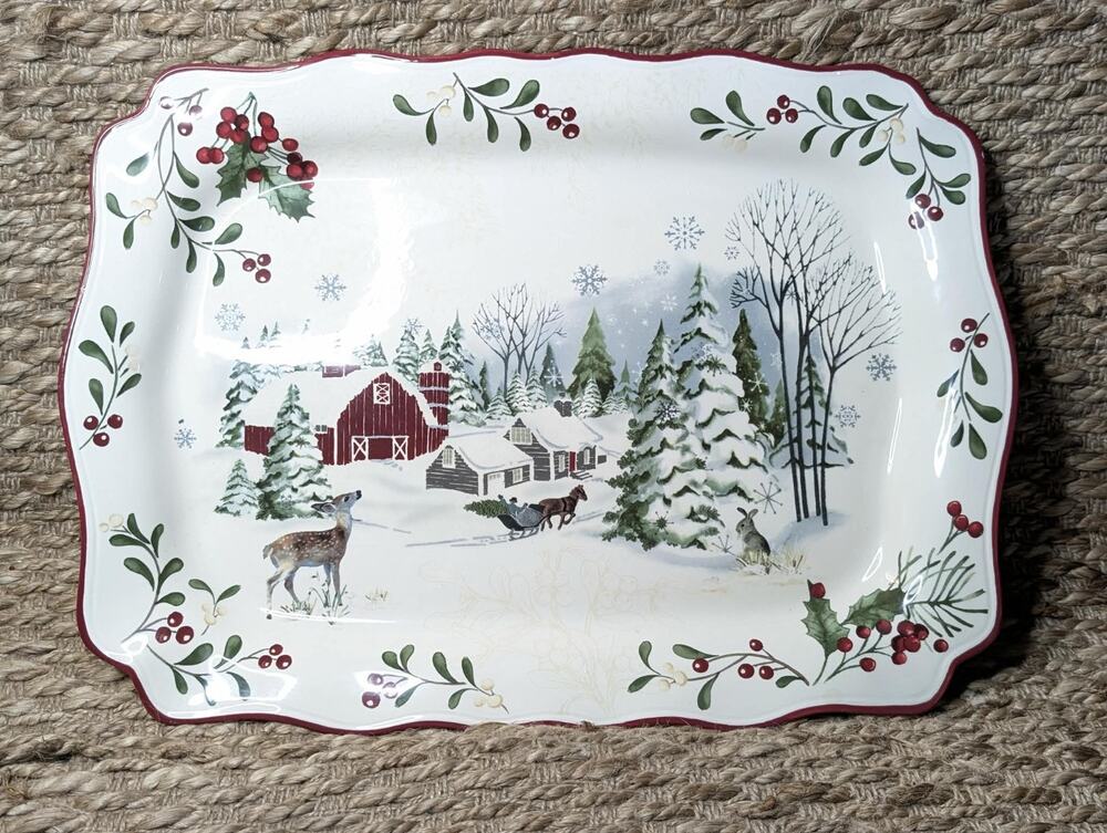 Better Homes & Gardens HERITAGE COLLECTION Winter Forest 19" Christmas Platter